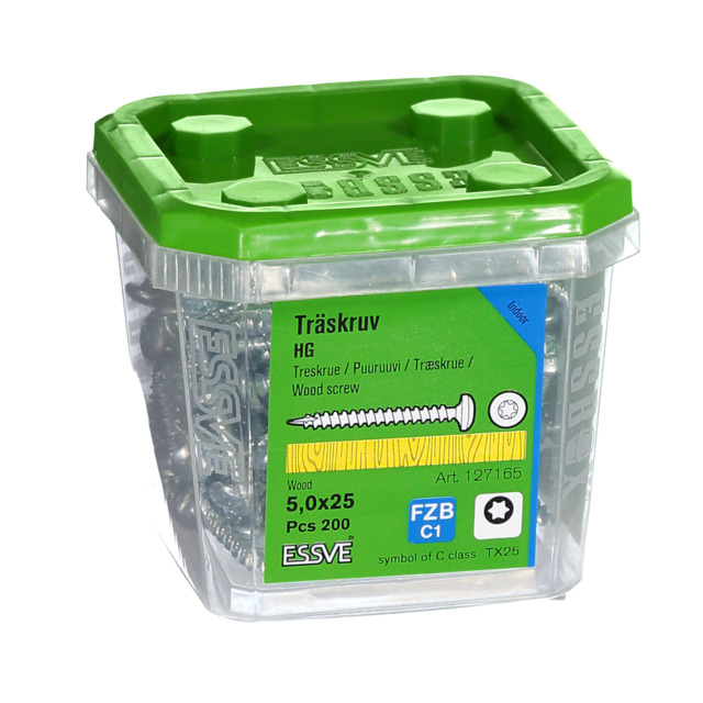 TRÄSKRUV KULLRIGT HUVUD TX25 HELGÄNGAD FZB 5X25MM 200ST
