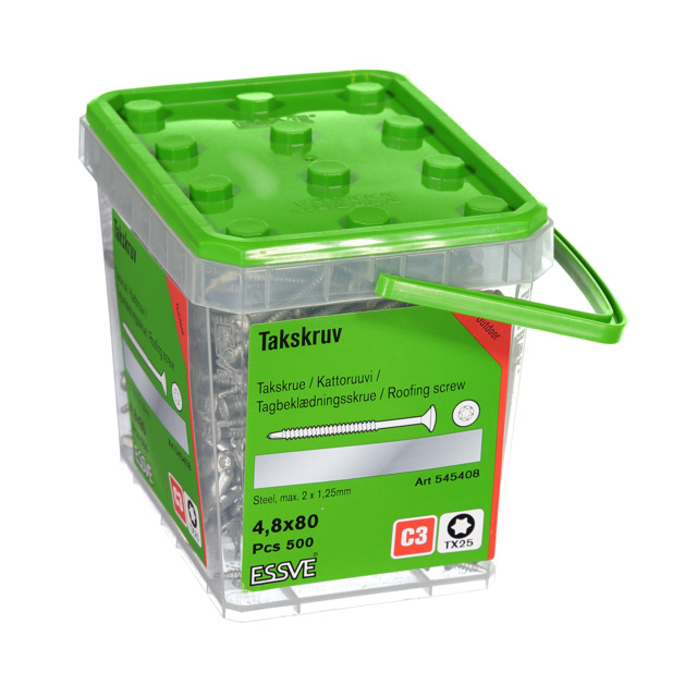 TAKSKRUV MED BORRSPETS TX25 SILVER SENTRI 4,8X80MM 500ST | Beijerbygg Byggmaterial