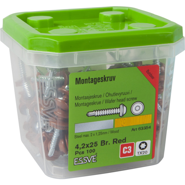 MONTAGESKRUV TRÖD 4,2X25 100ST RAL8004 M RFR BRICKA