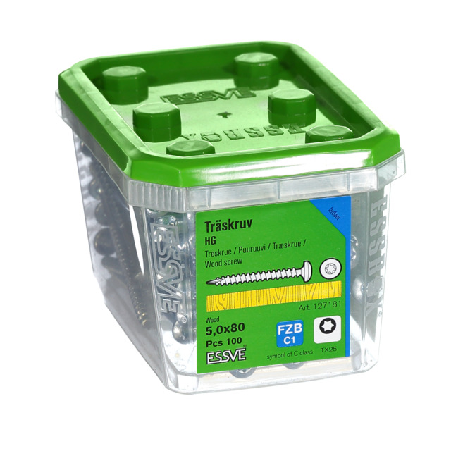 TRÄSKRUV KULLRIGT HUVUD TX25 HELGÄNGAD FZB 5X80MM 100ST