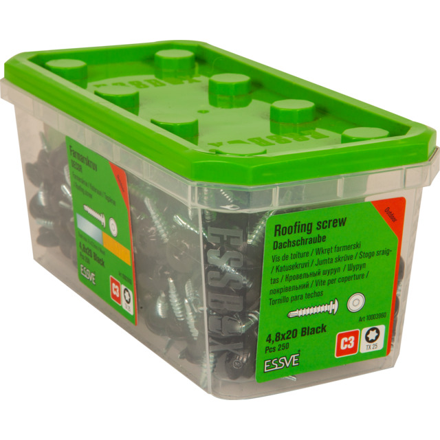 FARMARSKRUV DECOR BORRSPETS SVART RAL 9011 TX25 FZB 4,8X20 250ST