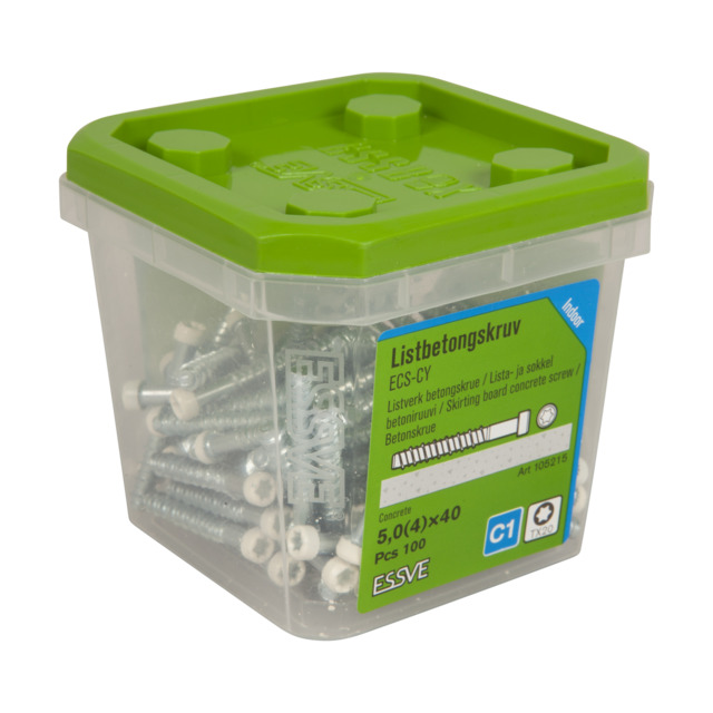 LISTBETONGSKRUV ECS-CY VITLACKERAT HUVUD 5,0(4)X40