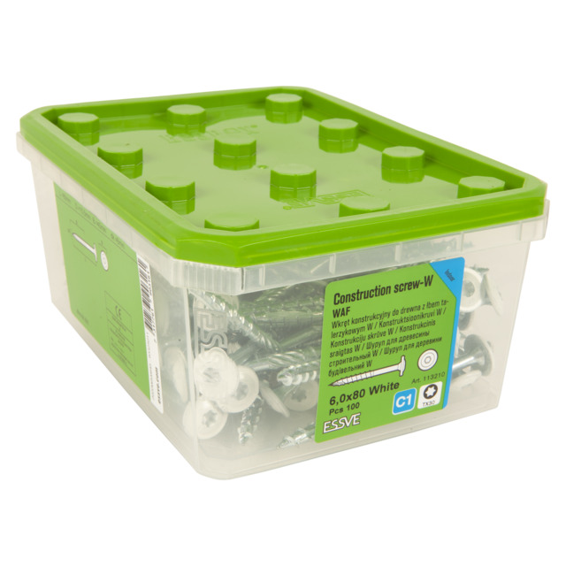 TRÄKONSTRUKTIONSSKRUV-W FZB+ VIT RAL9010 6,0X80 | Beijerbygg Byggmaterial