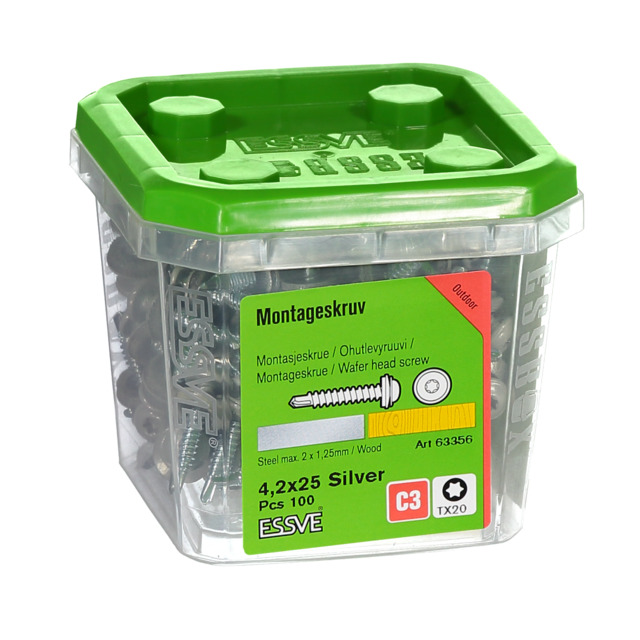 MONTAGESKR MBR RFR SILV 4,2X25 RAL9006 TX20 100ST