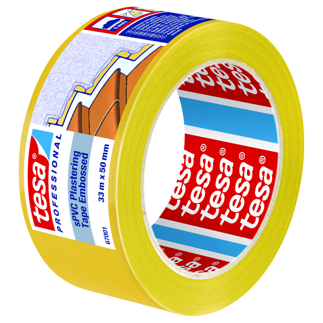BYGG-OCH SKYDDSTEJP 67001 TESA 6V UV GUL RÄFFLAD 33MX50MM | Beijerbygg Byggmaterial
