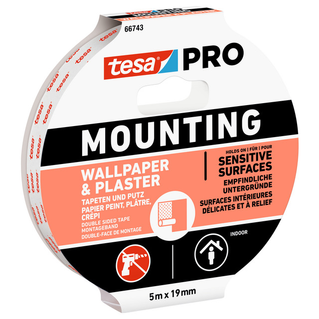 Produktbild föreställande artikeln MONTERINGSTEJP 66965 TESA PRO MOUNTING TRANSPARENT 5MX19MM från kategorin Maskeringstejp