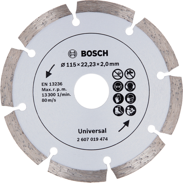 Produktbild föreställande artikeln DIAMANTSKIVA 115MM UNIVERSAL P TILL VINKELSLIP från kategorin Diamantborrning, -kapning & -slipning
