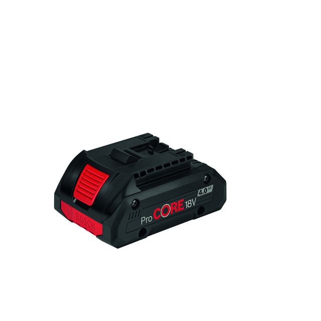 Svart och rött Bosch ProCORE18V 4.0Ah batteri.