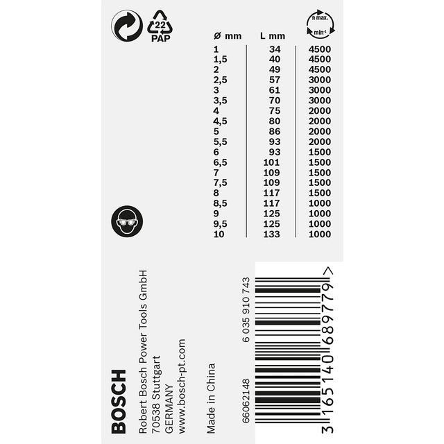 METALLBORRSET HSS-G 19ST 1-10MM MED VARJE HALV MM.
