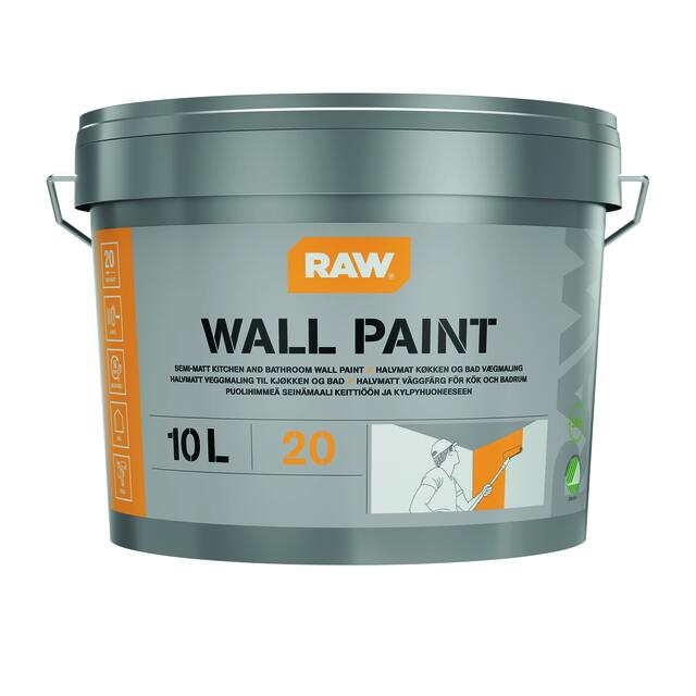 RAW VÄGGFÄRG GLANS 20 10L HELVIT 0500