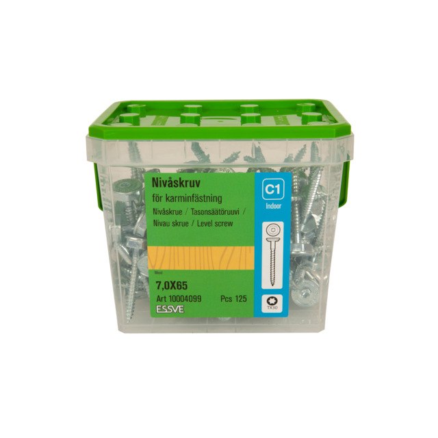 NIVÅSKRUV FÖR KARMMONTAGE TX30 /HEX20 FZB 7,0X65 HINK 125ST
