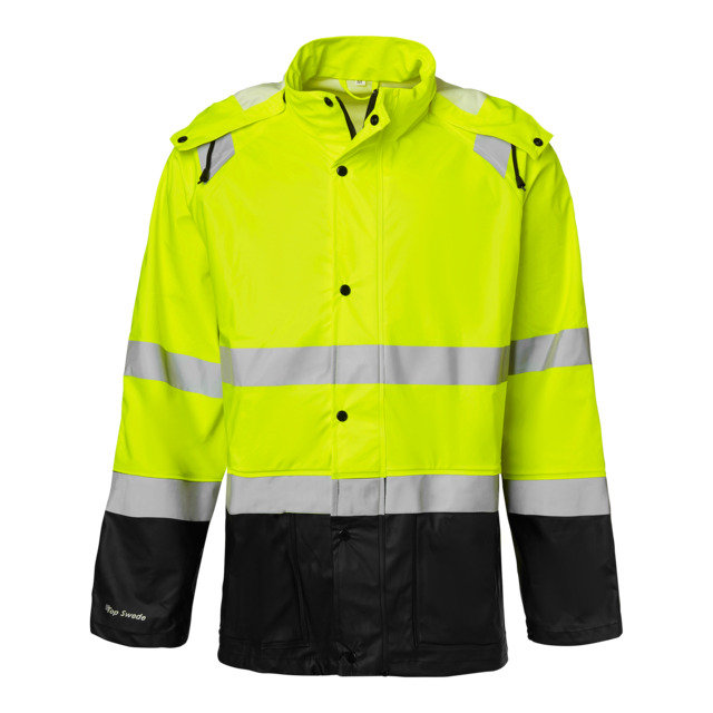 REGNJACKA 180 HI-VIS TOP SWEDE VARSELGUL/SVART XS