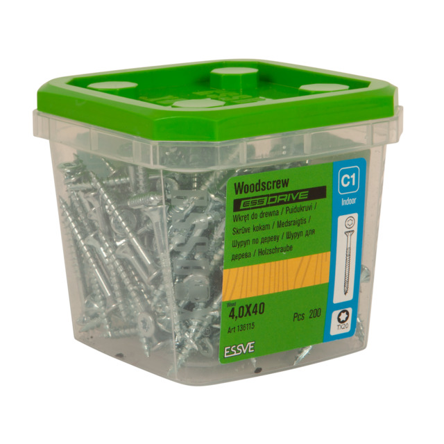 TRÄSKRUV 4,0X40 FH FZB 200ST ESSDRIVE TX20