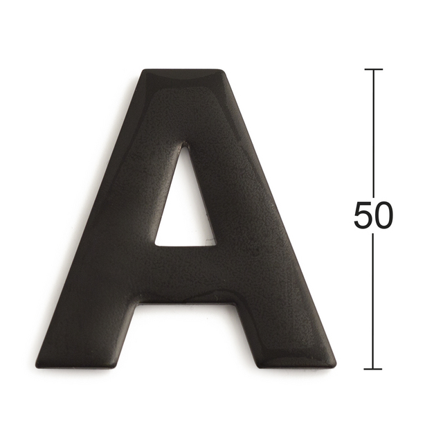 BOKSTAV A ROSTFRI SVART 50MM