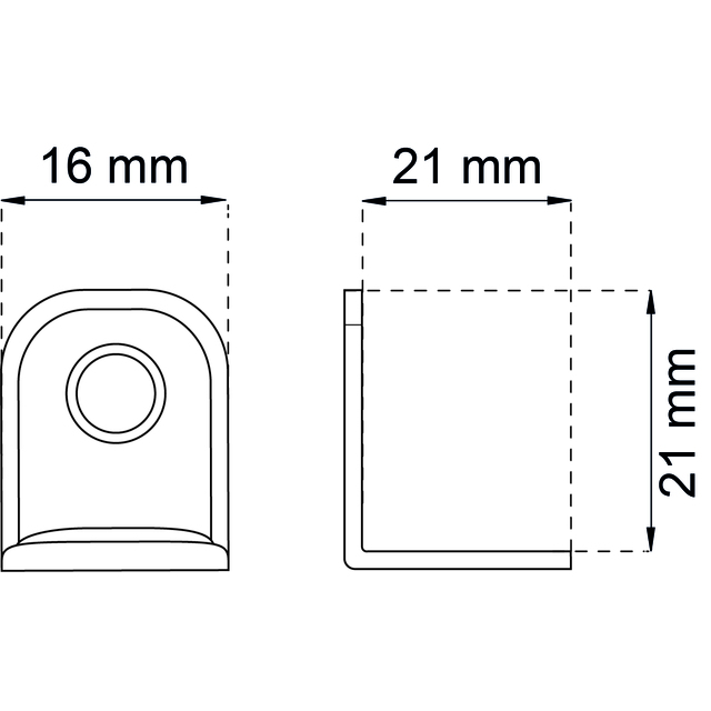 MÖBELVINKEL 211 GALV 8ST 21X21MM BR:16MM           (10)