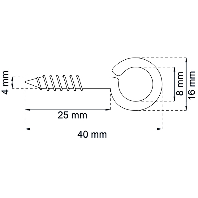 SKRUVÖGLA TYP8 STÅL/GALV 10ST (AVSEDD FÖR STORMHASP 21/22)