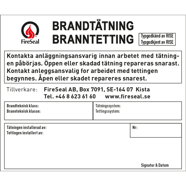BRANDTÄTNINGSETIKETTER