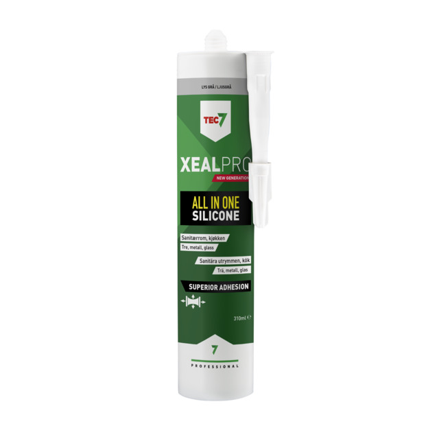 FOGMASSA XEALPRO SILIKON LJUS GRÅ PATRON 310ML | Beijerbygg Byggmaterial