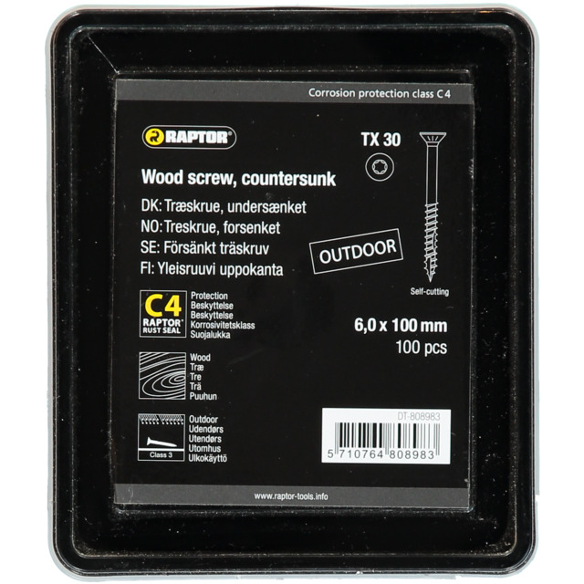 TRÄSKRUV 6,0X100 FH C4 100ST TX30 RAPTOR