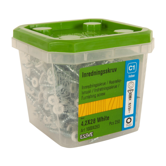 INREDNINGSSKRUV FÖR TRÄ VIT 4,2X28 250ST