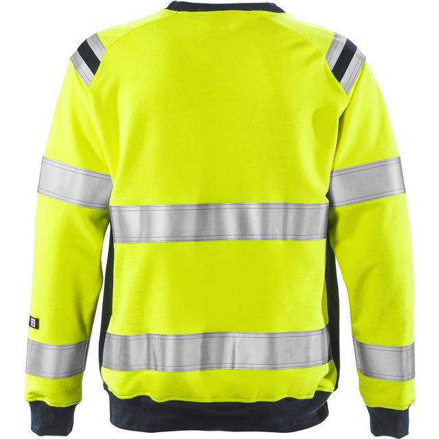 Produktbild föreställande artikeln SWEATSHIRT FLAM 7076 SFLH VARSELGUL/MARIN STL M från kategorin Flamskyddsöverdelar