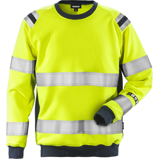 SWEATSHIRT FLAM 7076 SFLH VARSELGUL/MARIN STL M | Beijerbygg Byggmaterial