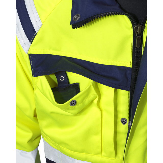 Produktbild föreställande artikeln JACKA VARSEL KL 3 4026 PLU VARSELGUL/MARIN STL M från kategorin Överdelar