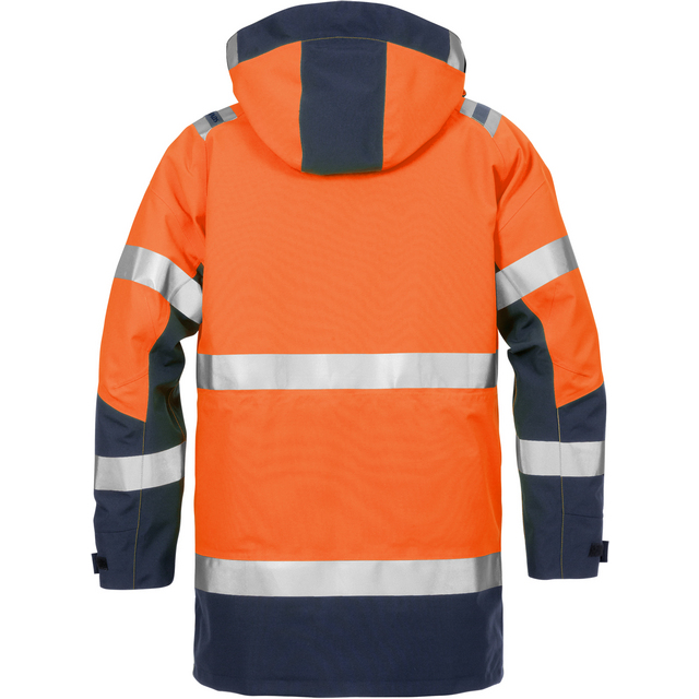 VINTERPARKAS GORE-TEX VARSEL ORANGE/MARINBLÅ STL L