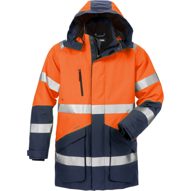VINTERPARKAS GORE-TEX VARSEL ORANGE/MARINBLÅ STL L | Beijerbygg Byggmaterial