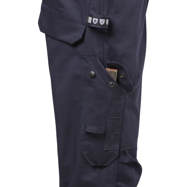 Produktbild föreställande artikeln OVERALL FLAM KL 3 8084 FLAM VARSELGUL/MARIN STL 2XL från kategorin Flamskyddsoveraller