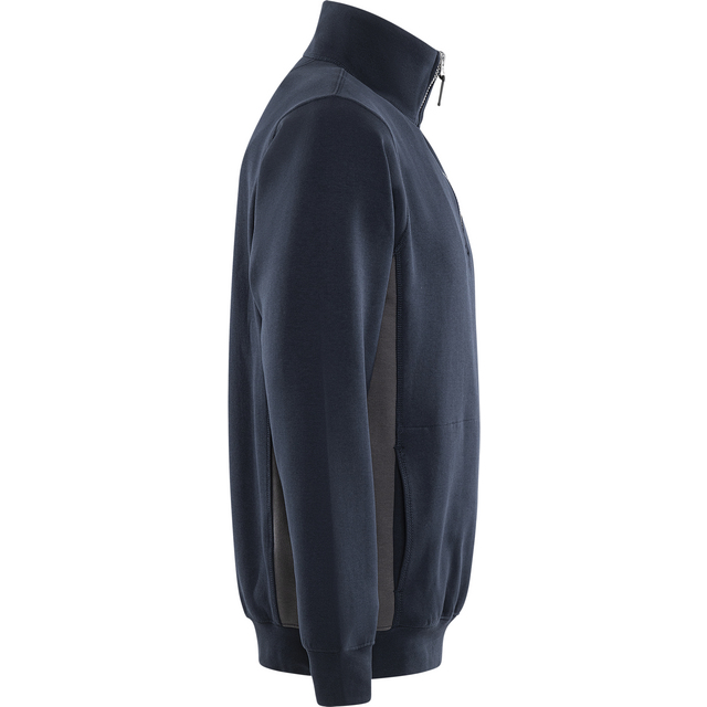 SWEATSHIRT KORT ZIP 1705 DF MARIN/MÖRKGRÅ STL S