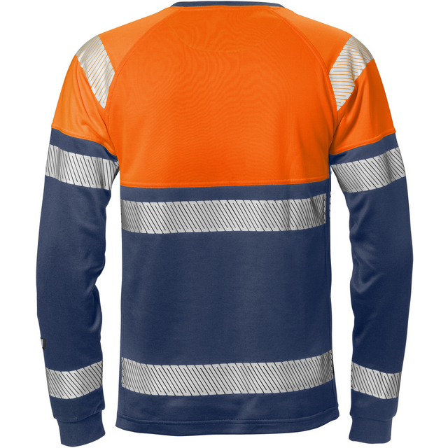 T-SHIRT LÅNG ÄRM KL 1 7519 THV VARSELORANGE/MARINBLÅ STL 3XL