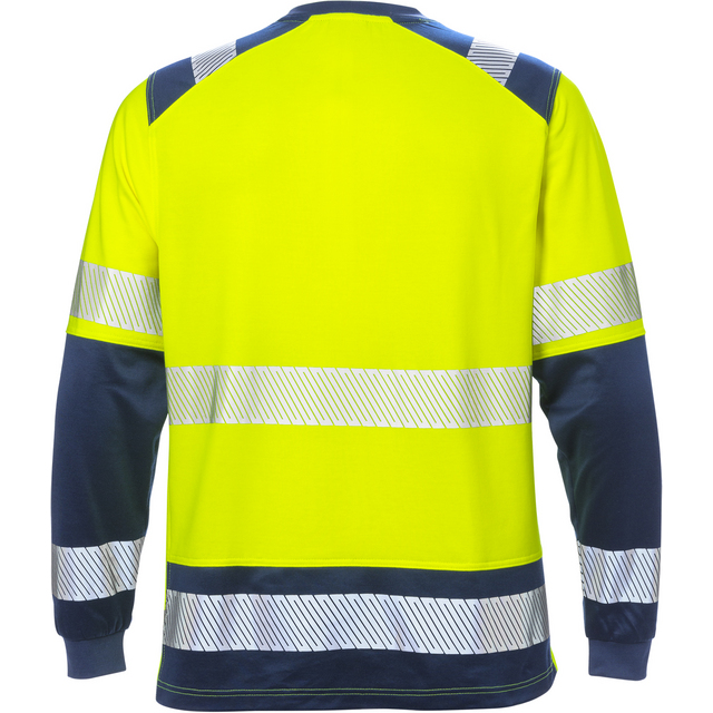 T-SHIRT LÅNG ÄRM KL 2 7457 THV VARSELGUL/MARINBLÅ STL S