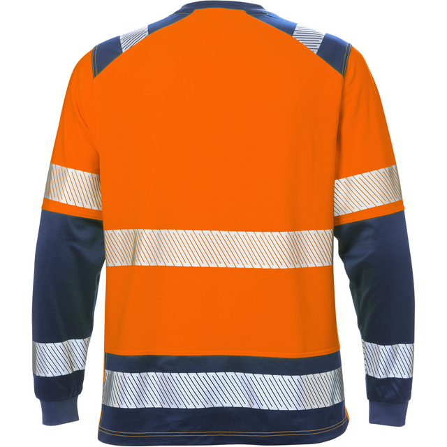 T-SHIRT LÅNG ÄRM KL 2 7457 THV VARSELORANGE/MARINBLÅ STL XS
