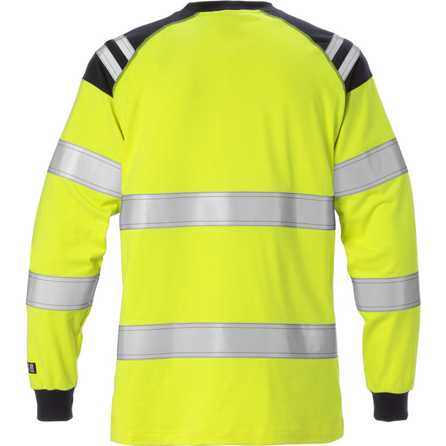 Produktbild föreställande artikeln T-SHIRT FLAM DAM KL3 7097 TFLH VARSELGUL/MARINBLÅ STL 3XL från kategorin Flamskyddsöverdelar