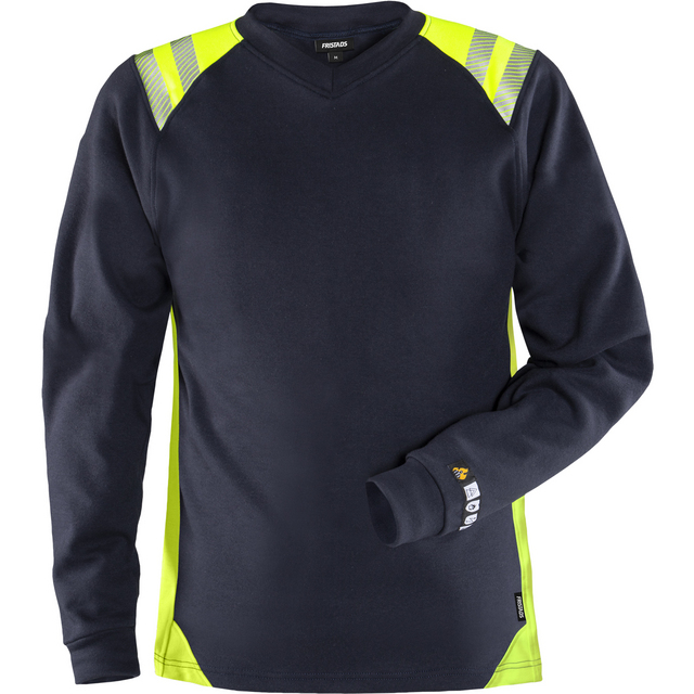 T-SHIRT FLAM DAM 7358 TFL MARINBLÅ/VARSELGUL STL XL | Beijerbygg Byggmaterial