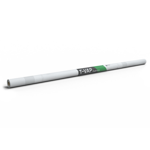 Vit rulle med texten T-VAP och Ampatex mot svart bakgrund.