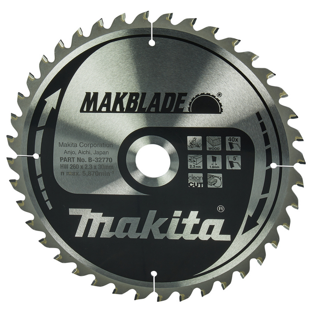 SÅGKLINGA B-32770 MAKITA TRÄ 40T 260X30MM