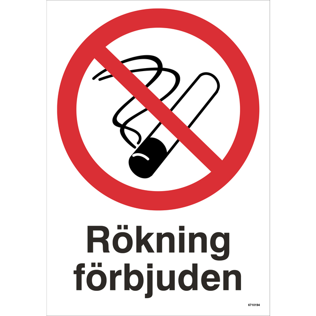 SKYLT UNIGRAPHICS RÖKNING FÖRBJUDEN PLAST 210X297MM