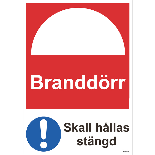 SKYLT UNIGRAPH BRANDDÖRR SKA HÅLLAS STÄNGD PLAST 210X297MM