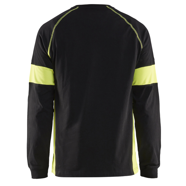 T-SHIRT 3520 1030 LÅNGÄRMAD SVART/VARSELGUL XXXL