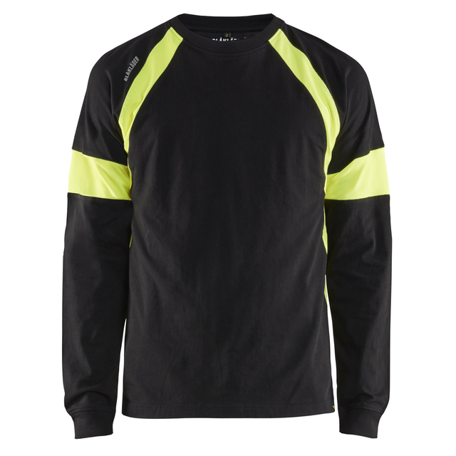 T-SHIRT 3520 1030 LÅNGÄRMAD SVART/VARSELGUL XXXL | Beijerbygg Byggmaterial