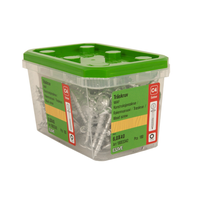 TRÄSKRUV KONSTRUKTION WAF CORRSEAL 6,0X40 100ST