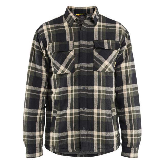 FLANELLSKJORTA 4704 1168 PILE- FODRAD SKOGSGRÖN/SVART XS