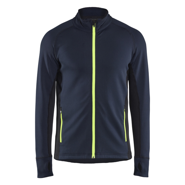 FLEECEJACKA 4735 2539 STRIKER MÖRK MARINBLÅ/VARSELGUL XXXL | Beijerbygg Byggmaterial