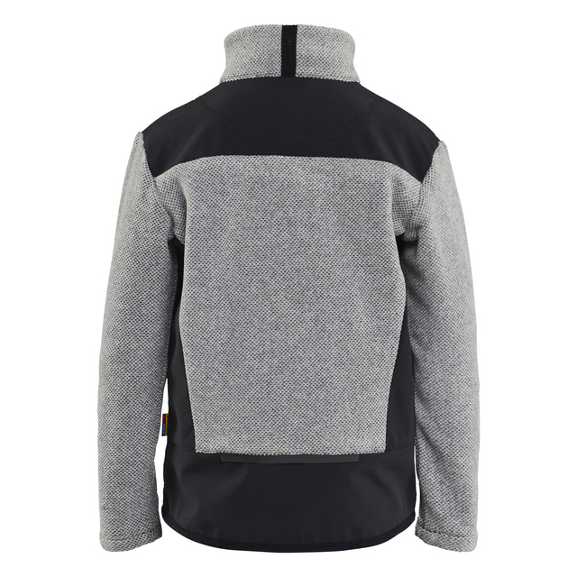 FLEECETRÖJA 5207 2536 STICKAD BARN GRÅMELERAD/SVART 134/140