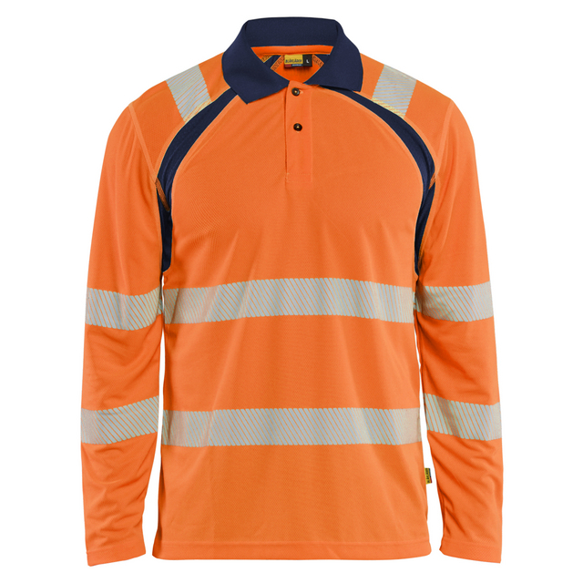 PIKÉTRÖJA 3598 1013 UVSKYDDAD LÅNG ÄRM VARSELORANGE/BLÅ XS | Beijerbygg Byggmaterial