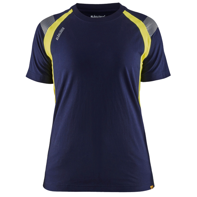 T-SHIRT 3402 1030 DAM MARINBLÅ/VARSELGUL M | Beijerbygg Byggmaterial