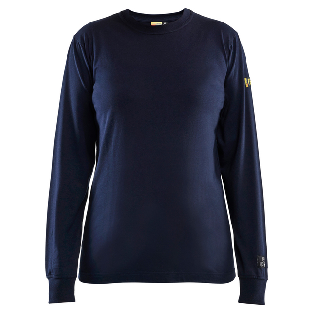 T-SHIRT FLAMSKYDDAD LÅNGÄRMAD DAM MARINBLÅ L | Beijerbygg Byggmaterial