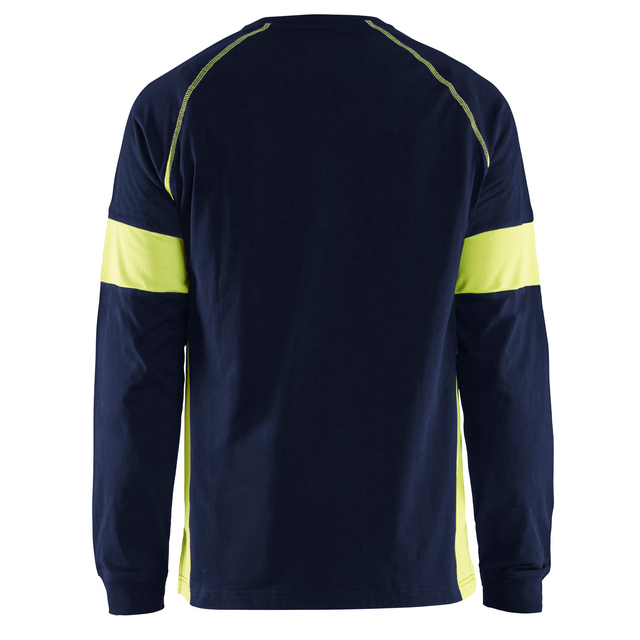 Produktbild föreställande artikeln T-SHIRT 3520 1030 LÅNGÄRMAD MARINBLÅ/VARSELGUL XS från kategorin Överdelar